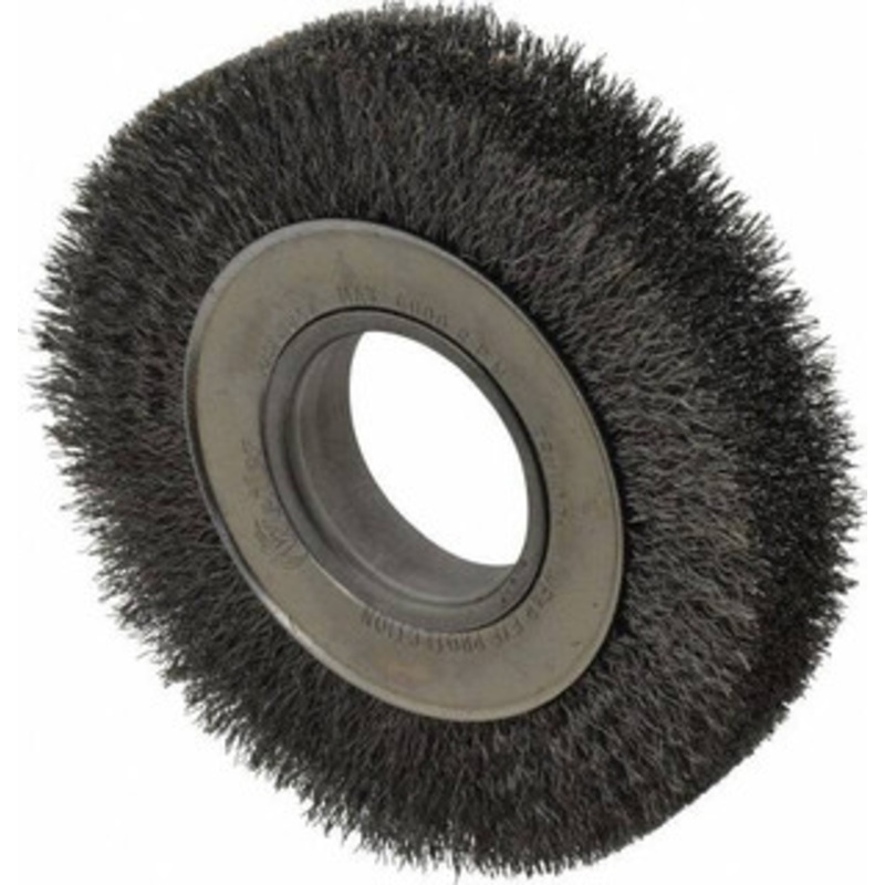 Weiler Abrasives 6 OD, 2 Arbor Hole, Crimped Steel Wheel Brush 1-1/4 Face Width, 1-1/8 Trim Length, 0.0104 Filament Diam, 6,000 RPM 93623 – 03596947