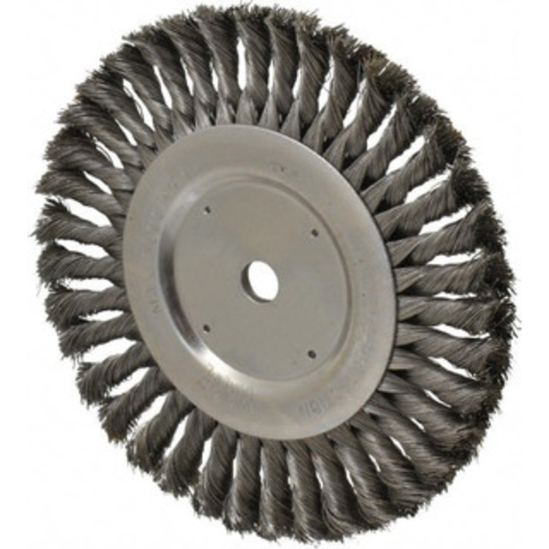 Weiler Abrasives 8 OD, 5/8 Arbor Hole, Knotted Steel Wheel Brush 5/8 Face Width, 1-5/8 Trim Length, 0.016 Filament Diam, 6,000 RPM 08145 – 75845313