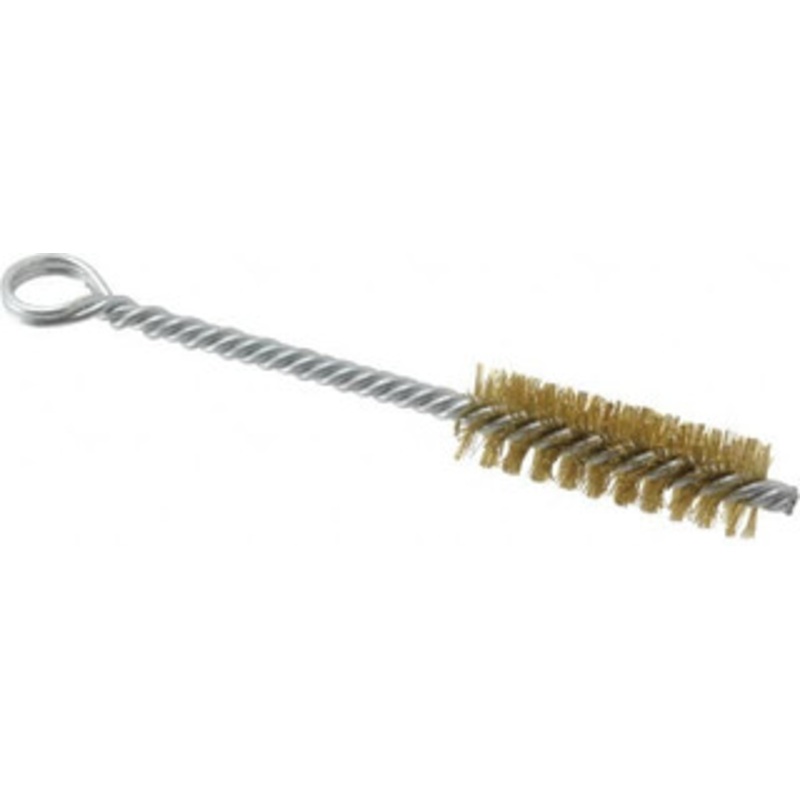 Made in USA 2 Long x 5/8 Diam Brass Twisted Wire Bristle Brush Double Spiral, 5-1/2 OAL, 0.008 Wire Diam, 0.209 Shank Diam 09-231006 – 03716701
