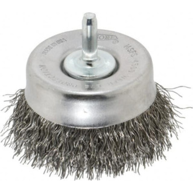 Osborn 2-1/2 Diam 1/4 Shank Steel Fill Cup Brush Crimped Wire, 0.014 Wire Diam, 5/8 Trim, 4,500 Max RPM 0003241100 – 00221481