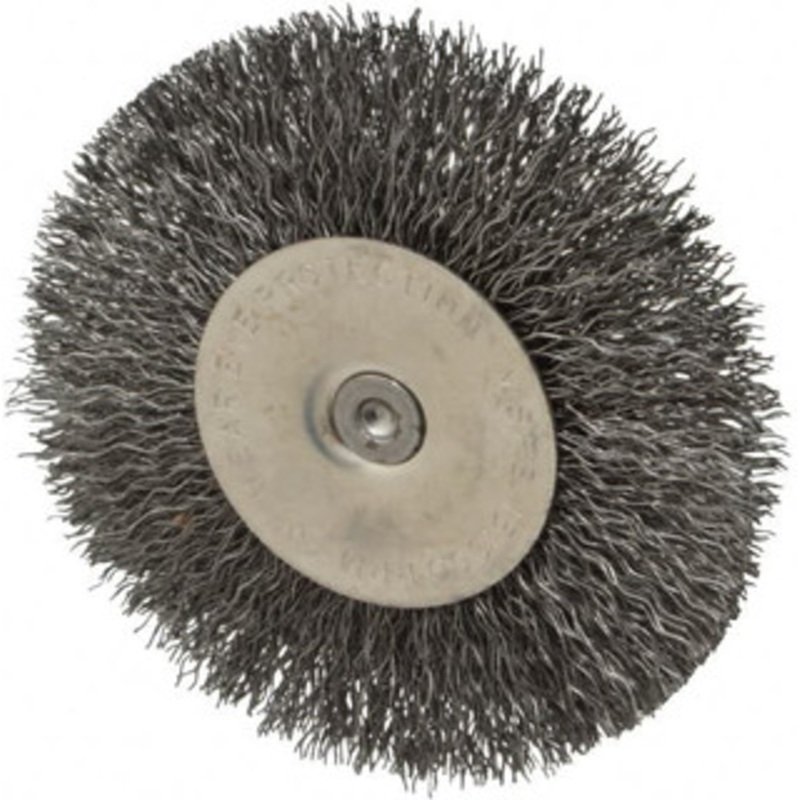 Osborn 4 OD, 1/4 Shank Diam, Crimped Steel Wheel Brush 1/2 Face Width, 1 Trim Length, 0.014 Filament Diam, 15,000 RPM 0001144600 – 06082150