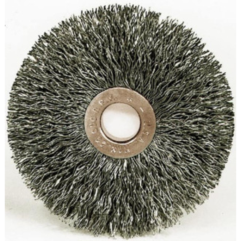 Weiler Abrasives 12 OD, 1-1/4 Arbor Hole, Crimped Steel Wheel Brush 3/4 Face Width, 2-15/16 Trim Length, 0.014 Filament Diam, 3,000 RPM 01329 – 75843565