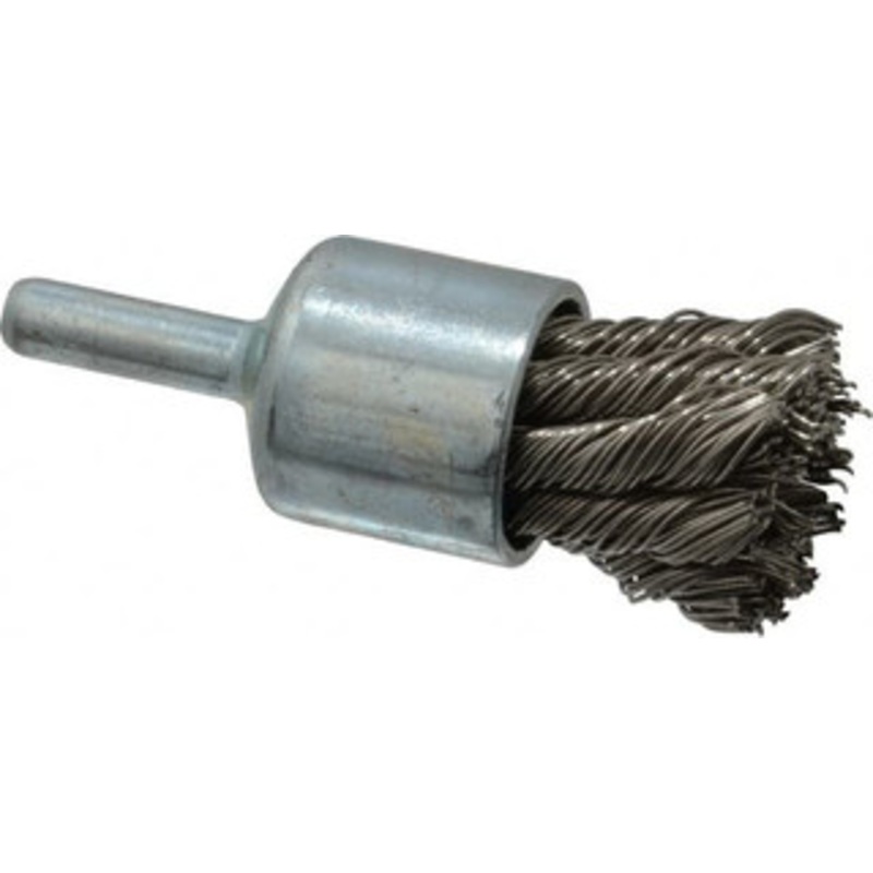 Weiler Abrasives 3/4 Diam Stainless Steel Knotted End Brush 7/8 Trim Length, 1/4 Shank Diam, 22,000 Max RPM 90322 – 00463000
