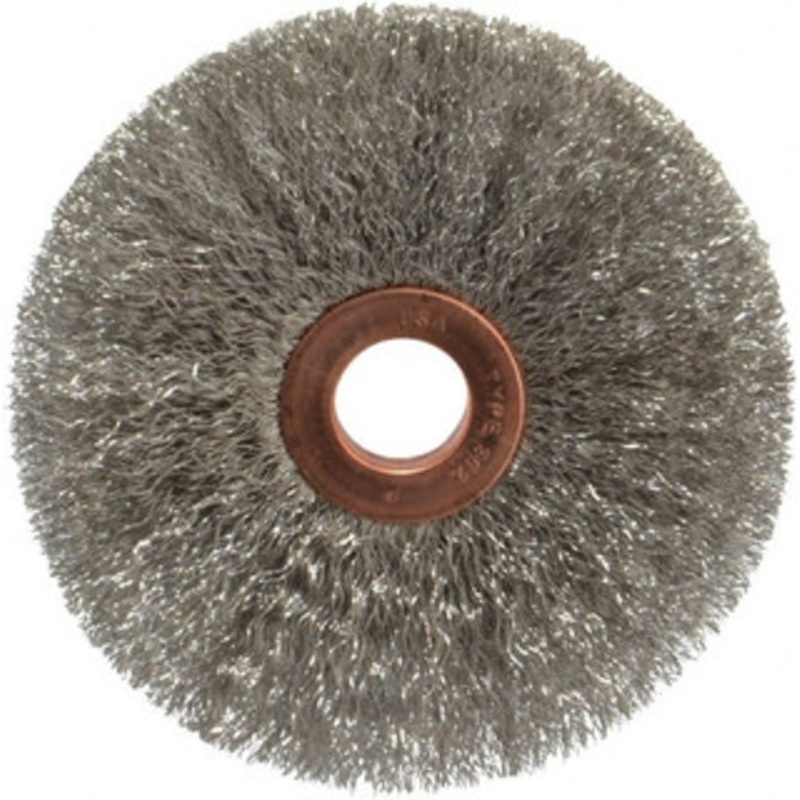 Weiler Abrasives 3 OD, 1/2 Arbor Hole, Crimped Stainless Steel Wheel Brush 5/8 Face Width, 1 Trim Length, 0.006 Filament Diam, 20,000 RPM 93665 – 03598174