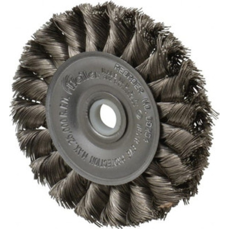Weiler Abrasives 3 OD, 1/2 Arbor Hole, Knotted Stainless Steel Wheel Brush 3/8 Face Width, 5/8 Trim Length, 0.0118 Filament Diam, 25,000 RPM 94630 – 03597051