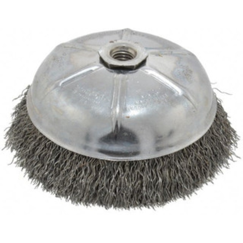 Weiler Abrasives 6 Diam 5/8-11 Threaded Arbor Steel Fill Cup Brush Crimped Wire, 0.02 Wire Diam, 1-1/4 Trim, 6,600 Max RPM 93657 – 03597762