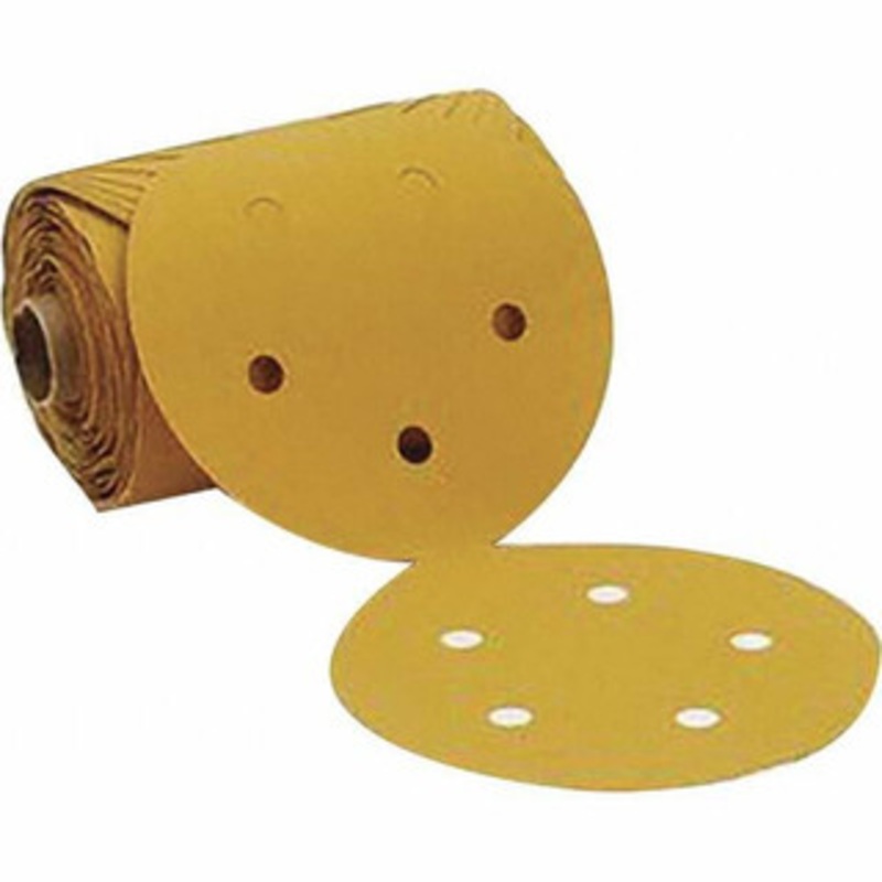 3M 5 Diam, 120 Grit FEPA, Aluminum Oxide Adhesive PSA Disc Fine Grade, Gold, F Weighted Backing, Flexible, Use with Random Orbital Sanders 7010360054 – 08117723