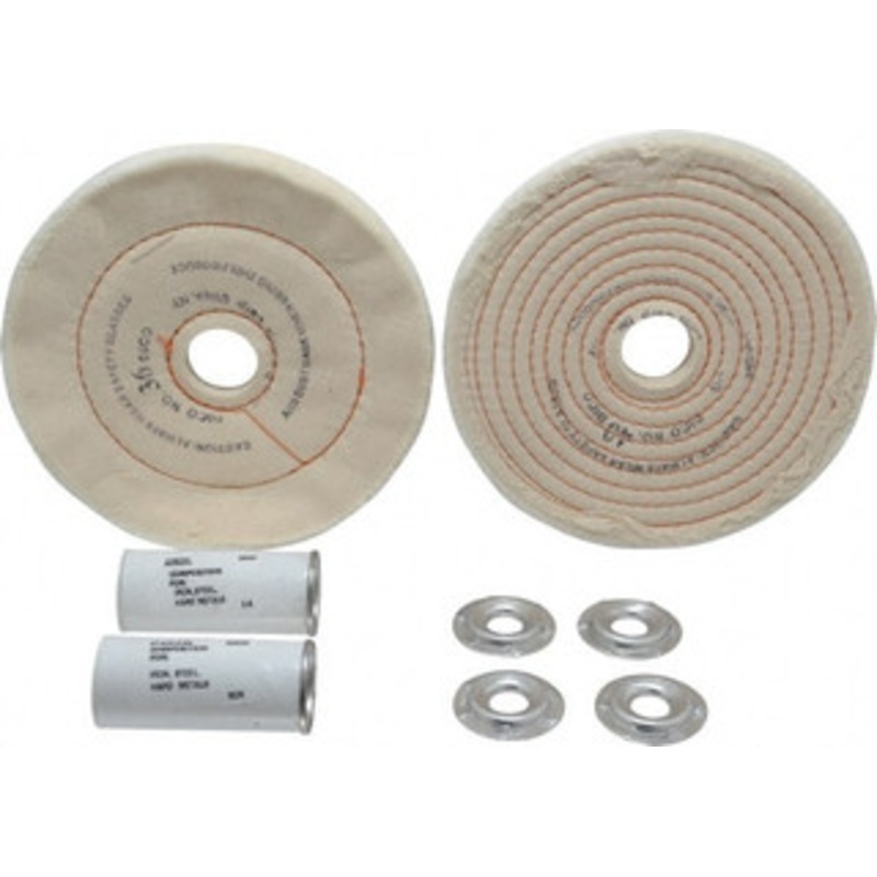 Dico 6 Diam Cushion Sewn, Spiral Sewn Buffing Wheel Set 1/2 – 1 Arbor Hole, Emery 527BSC2-6 – 00534362