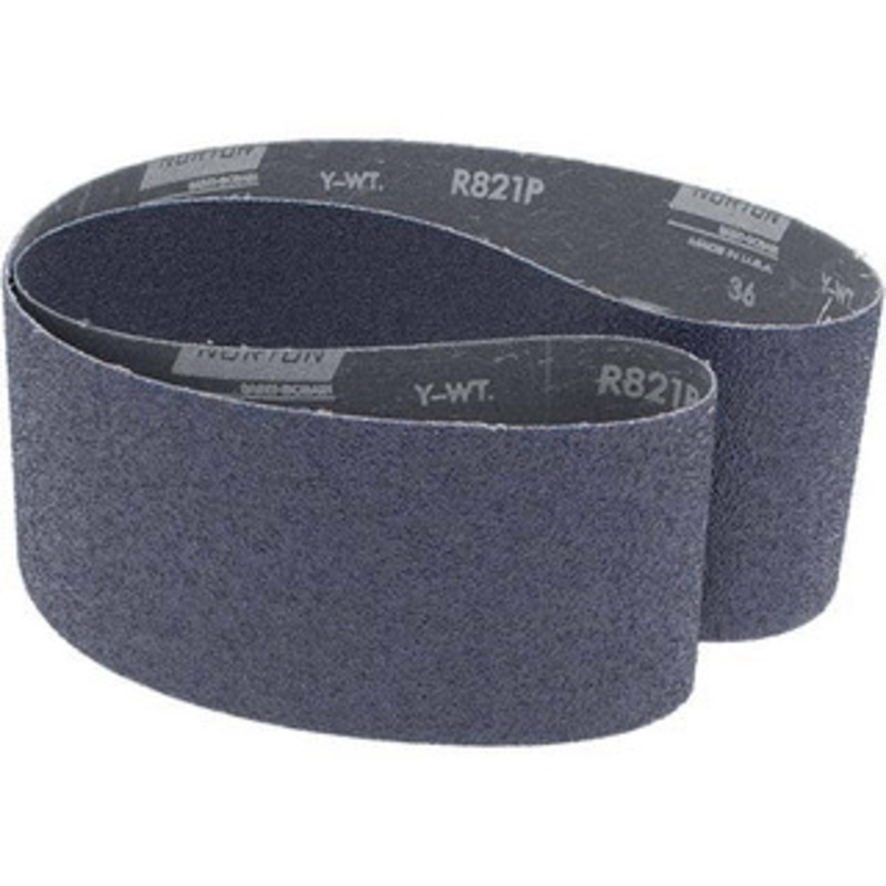 Norton 4 Wide x 54 OAL, 36 Grit, Zirconia Alumina Abrasive Belt Zirconia Alumina, Very Coarse, Coated, Y Weighted Cloth Backing, Series R821 78072753071 – 82108291