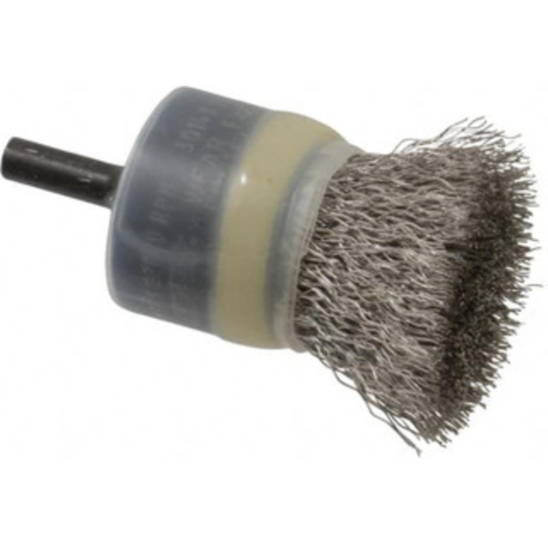 Osborn 1 Diam Stainless Steel Crimped End Brush 1 Trim Length, 1/4 Shank Diam, 20,000 Max RPM 0003072000 – 00126391