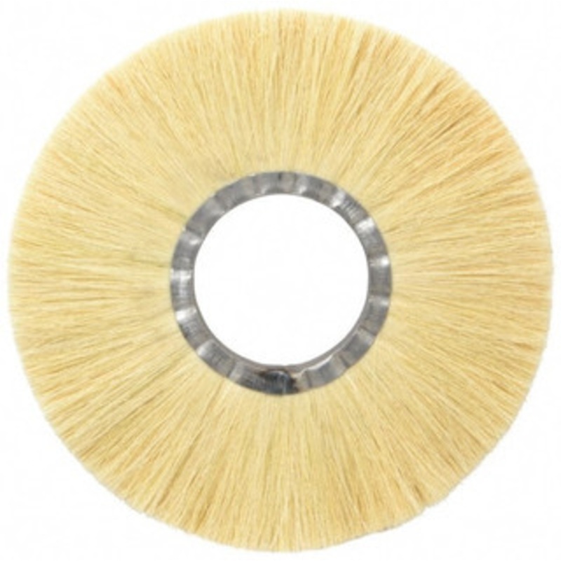 Osborn 10 OD, 3-1/4 Arbor Hole, Crimped Natural Fiber Wheel Brush 17/32 Face Width, 2-7/8 Trim Length, 4,250 RPM 0002051800 – 06081665