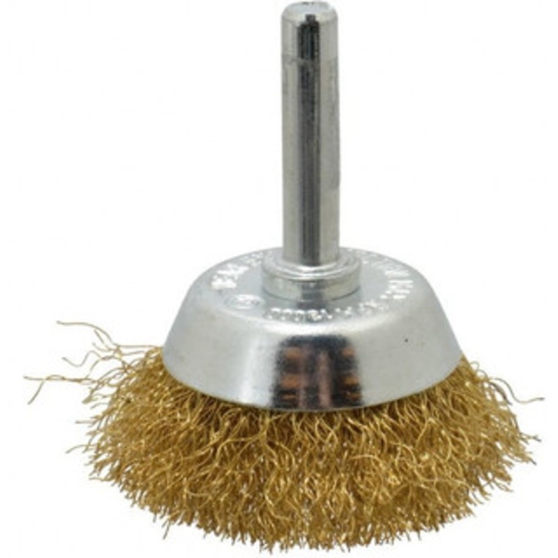 Value Collection 1-3/4 Diam 1/4 Shank Brass Fill Cup Brush Crimped Wire, 0.008 Wire Diam, 9/16 Trim, 13,000 Max RPM 3103806320 – 74038571