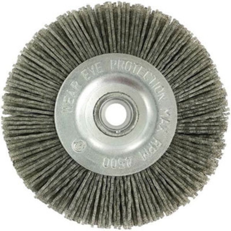 Value Collection 4 OD, 1/2 Shank Diam, 1/2 Arbor Hole, Crimped Nylon Wheel Brush 1/2 Face Width, 5/16 Trim Length, 4,500 RPM 3510012590 – 82410333