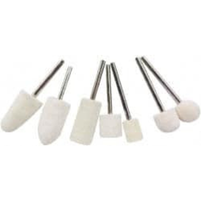 Value Collection 7 Piece, 3/32 Shank Diam, Wool Felt Bob Set Medium Density, Includes Ball, Cone, Cylinder, Flame, Olive & Oval Bobs 516212 – 91088450