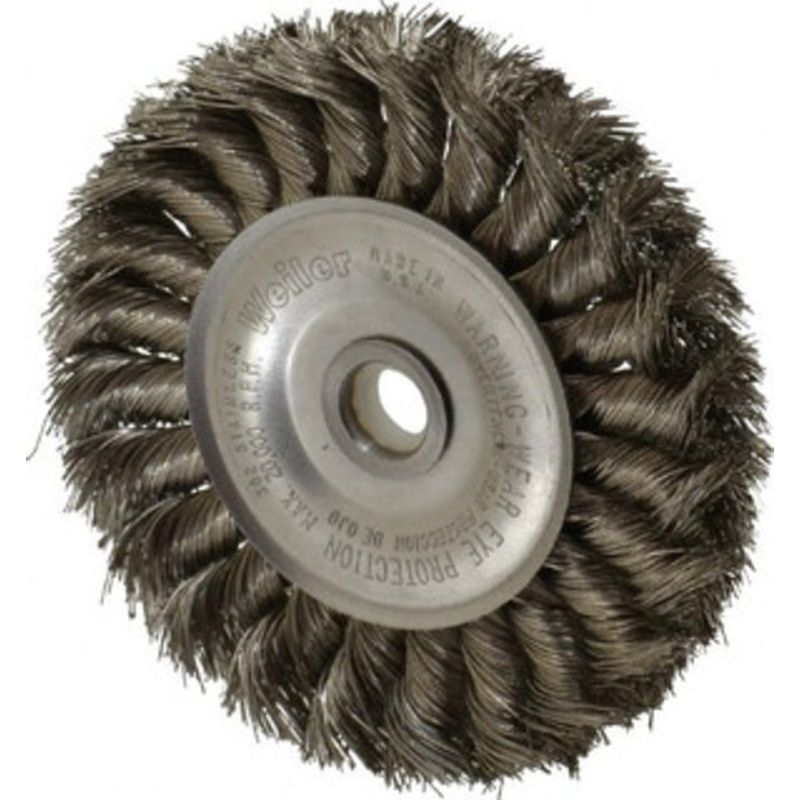 Weiler Abrasives 4 OD, 1/2 Arbor Hole, Knotted Stainless Steel Wheel Brush 1/2 Face Width, 7/8 Trim Length, 0.0118 Filament Diam, 20,000 RPM 08284 – 75845438