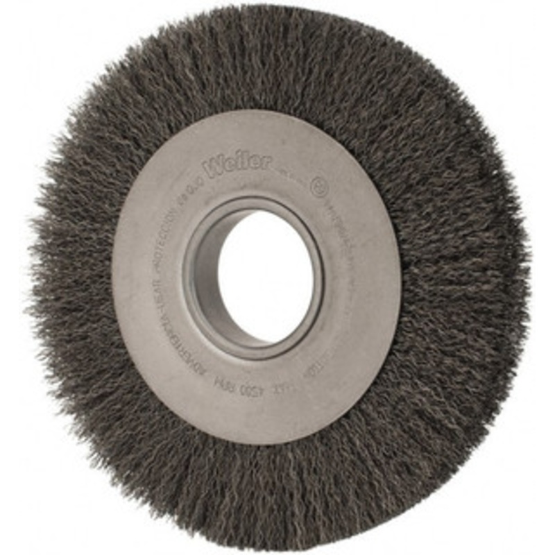 Weiler Abrasives 8 OD, 2 Arbor Hole, Crimped Steel Wheel Brush 1 Face Width, 1-3/8 Trim Length, 0.014 Filament Diam, 4,500 RPM 98538 – 75844902