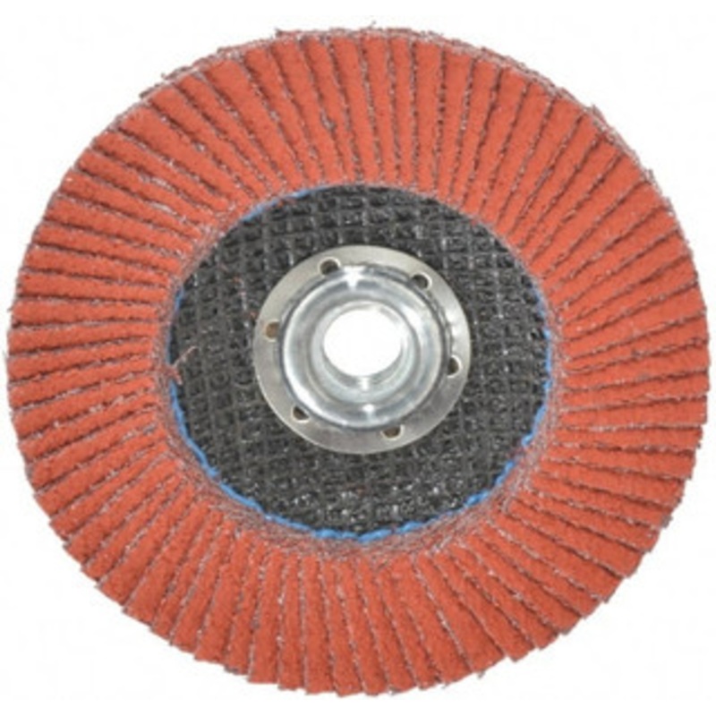 3M 4-1/2 40 Grit 5/8-11 Center Hole Type 27 Ceramic Flap Disc Coarse Grade, Coated, Arbor Attachment, Cloth Backing, 13,300 RPM 7000144081 – 05072673