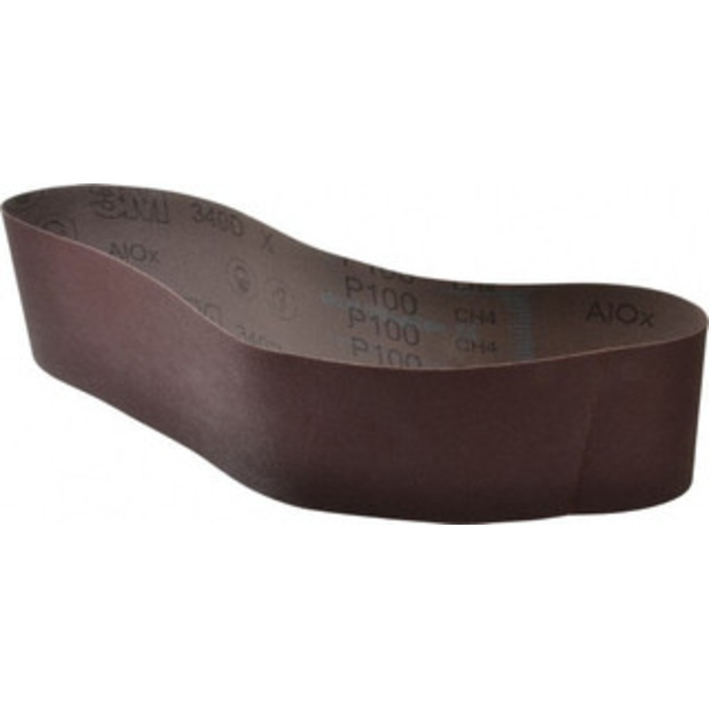 3M 4 Wide x 36 OAL, 100 Grit, Aluminum Oxide Abrasive Belt Aluminum Oxide, Fine, Coated, X Weighted Cloth Backing, Series 340D 7010516551 – 00377457