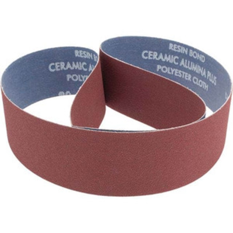 Norton 2 Wide x 48 OAL, 80 Grit, Ceramic Abrasive Belt Ceramic, Medium, Coated, Y Weighted Cloth Backing, Series R981 78072764936 – 82114588