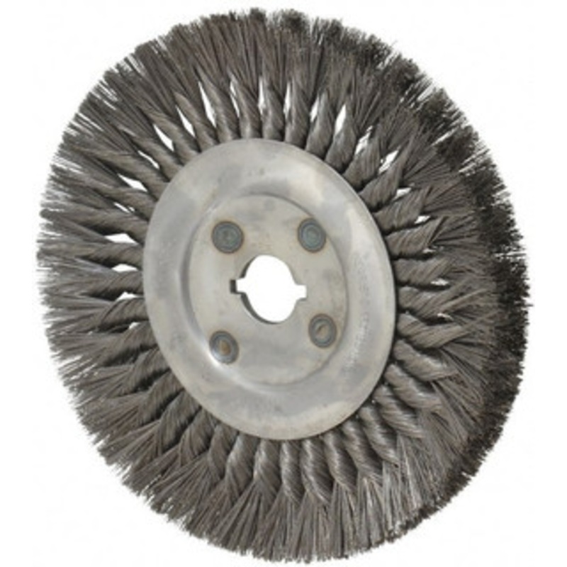 Osborn 10 OD, 1-1/4 Arbor Hole, Knotted Steel Wheel Brush 5/8 Face Width, 2-1/4 Trim Length, 0.014 Filament Diam, 4,500 RPM 0002675100 – 06083075