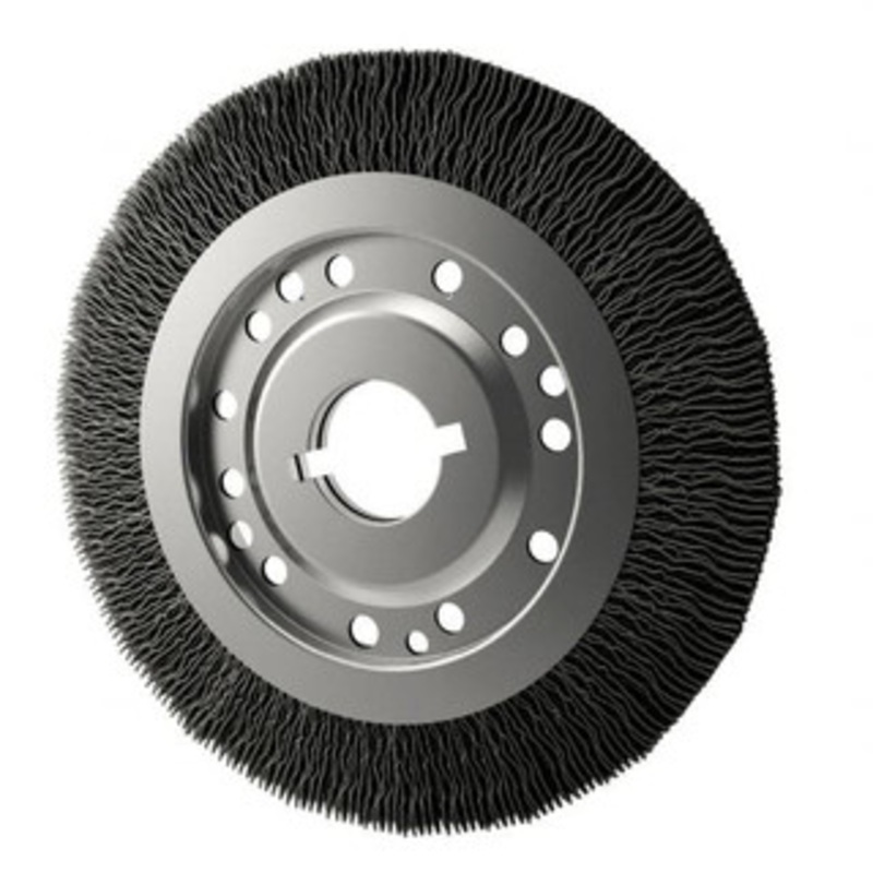 Osborn 12 OD, 2 Arbor Hole, Crimped Nylon Wheel Brush 1 Face Width, 2-1/8 Trim Length, 3,000 RPM 0002242000 – 06081103