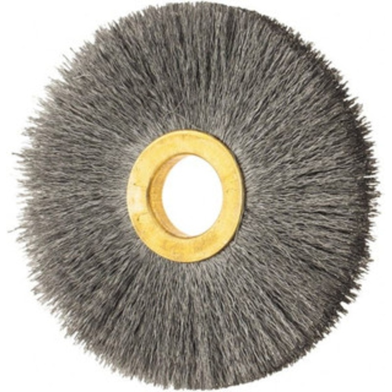 Osborn 3 OD, 5/8 Arbor Hole, Crimped Steel Wheel Brush 3/8 Face Width, 15/16 Trim Length, 0.006 Filament Diam, 20,000 RPM 0001142700 – 06081905