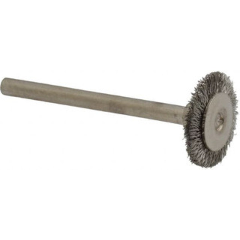Osborn 5/8 OD, 1/8 Shank Diam, Crimped Stainless Steel Wheel Brush 0.005 Filament Diam, 25,000 RPM 0007575400 – 00079533