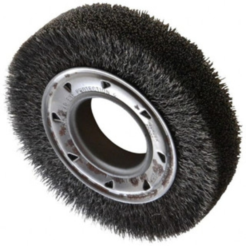 Osborn 6 OD, 2 Arbor Hole, Crimped Steel Wheel Brush 1-1/4 Face Width, 1 Trim Length, 0.0118 Filament Diam, 6,000 RPM 0002200700 – 06080790