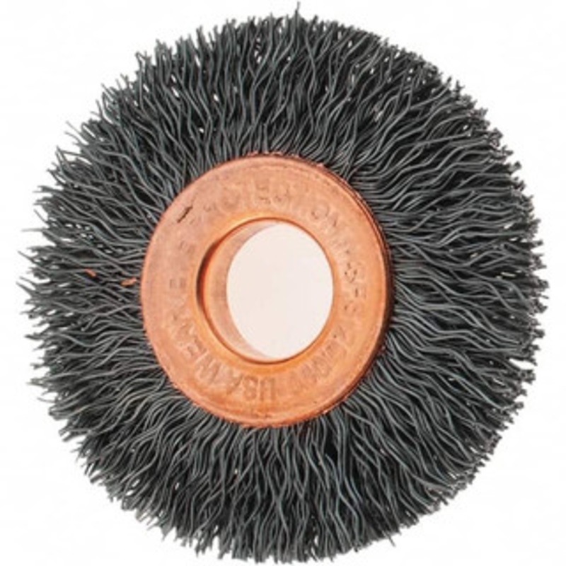 Tru-Maxx 1-1/2 OD, 3/8 Arbor Hole, Crimped Steel Wheel Brush 1/4 Face Width, 7/16 Trim Length, 0.0104 Filament Diam, 20,000 RPM 88555 – 32246530