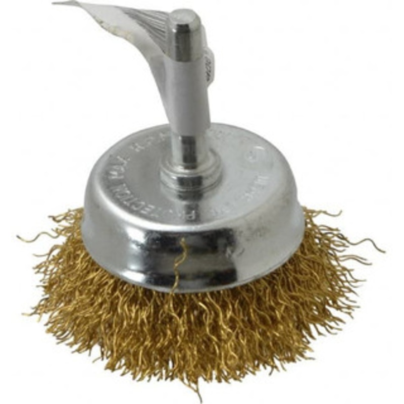 Value Collection 2 Diam 1/4 Shank Brass Fill Cup Brush Crimped Wire, 0.014 Wire Diam, 5/8 Trim, 13,000 Max RPM 3105006335 – 74038621