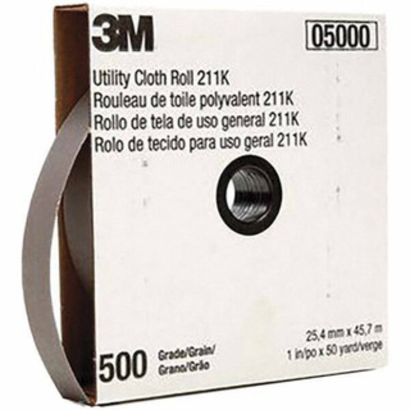 3M 1 x 50 Yd 500 Grit Aluminum Oxide Shop Roll Super Fine Grade, J Weighted Cloth Backing 7000118356 – 01653732