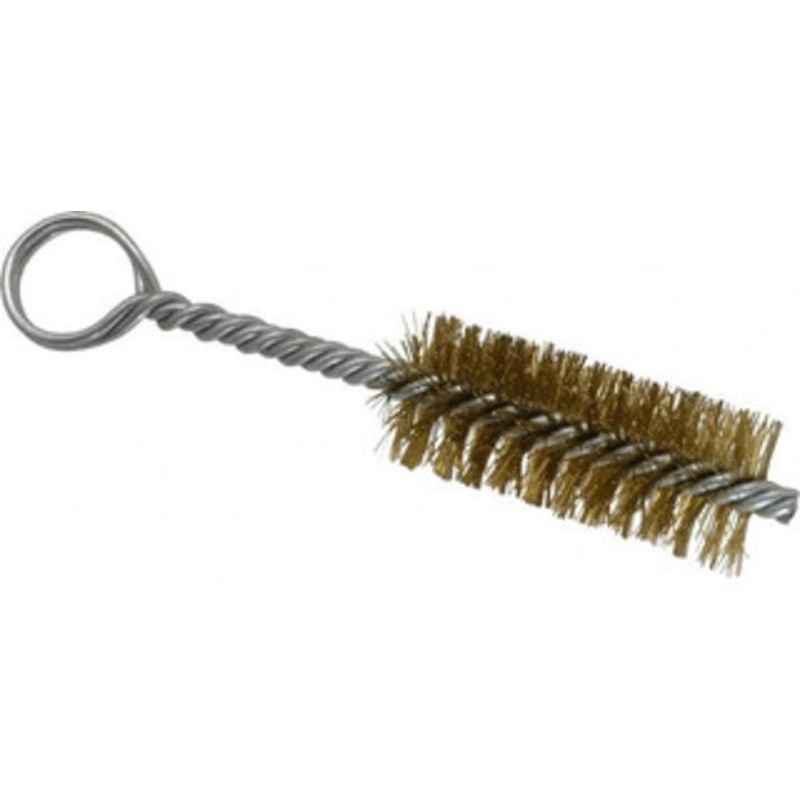 Made in USA 2-1/2 Long x 1 Diam Brass Twisted Wire Bristle Brush Double Spiral, 5-1/2 OAL, 0.01 Wire Diam, 0.235 Shank Diam 09-231607 – 03716768