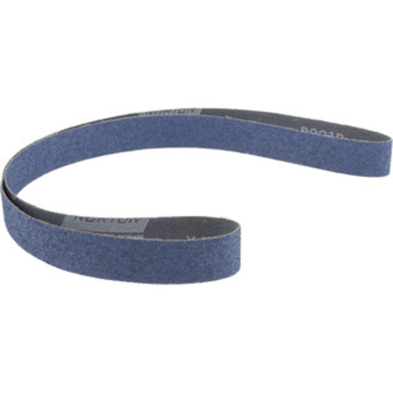 Norton 1 Wide x 42 OAL, 50 Grit, Zirconia Alumina Abrasive Belt Zirconia Alumina, Coarse, Coated, Y Weighted Cloth Backing, Dry, Series R821 78072726904 – 85117059