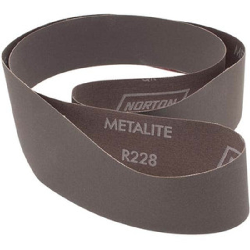 Norton 2 Wide x 60 OAL, 320 Grit, Aluminum Oxide Abrasive Belt Aluminum Oxide, Extra Fine, Coated, X Weighted Cloth Backing, Series R228 78072702825 – 67669812