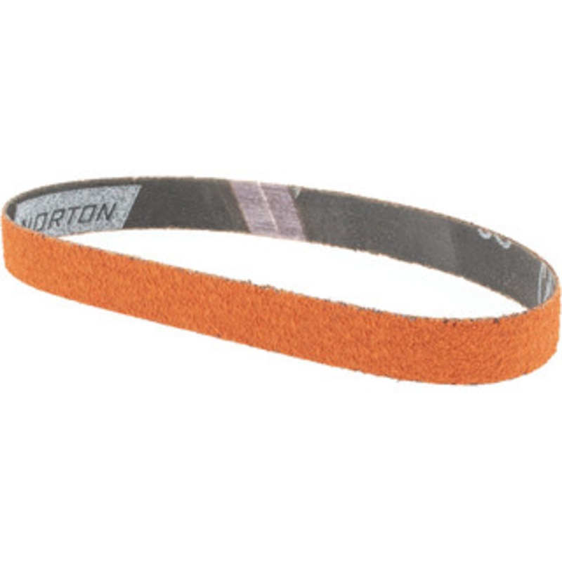 Norton 3/4 Wide x 18 OAL, 40 Grit, Ceramic Abrasive Belt Ceramic, Coarse, Coated, Y Weighted Cloth Backing, Series R980 69957398027 – 83834150