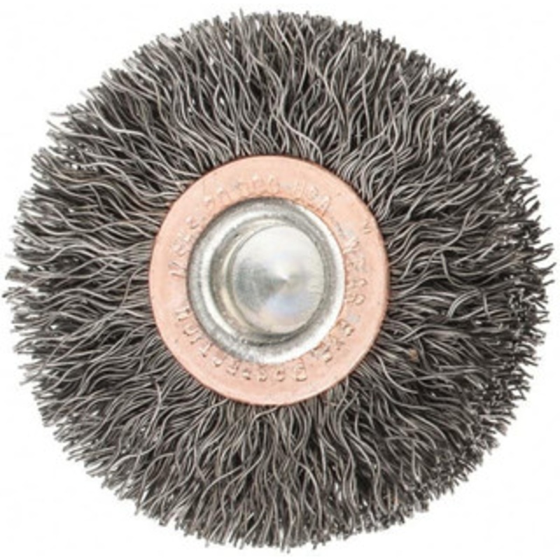 Weiler Abrasives 2 OD, 1/4 Shank Diam, Crimped Steel Wheel Brush 3/8 Face Width, 1/2 Trim Length, 0.0118 Filament Diam, 20,000 RPM 90311 – 00462895