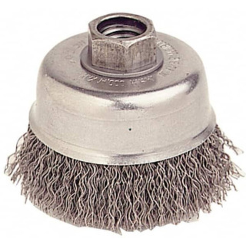 Weiler Abrasives 3-1/2 Diam M14x2.00 Threaded Arbor Steel Fill Cup Brush Crimped Wire, 0.014 Wire Diam, 7/8 Trim, 12,000 Max RPM 93646 – 03597655