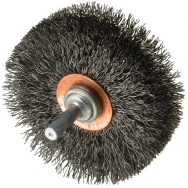 Weiler Abrasives 3 OD, 1/4 Shank Diam, Crimped Steel Wheel Brush 1 Face Width, 15/16 Trim Length, 0.014 Filament Diam, 20,000 RPM 17623 – 75849976