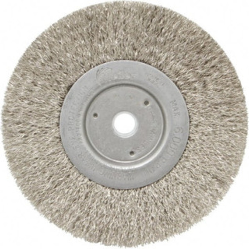 Weiler Abrasives 6 OD, 5/8 Arbor Hole, Crimped Stainless Steel Wheel Brush 1/2 Face Width, 1-7/16 Trim Length, 0.0118 Filament Diam, 6,000 RPM 01705 – 75843631