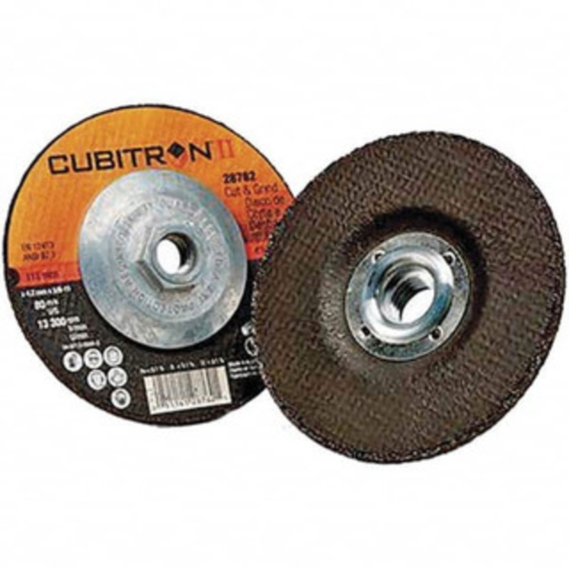 3M 36 Grit, 4-1/2 Wheel Diam, 1/8 Wheel Thickness, Type 27 Depressed Center Wheel Ceramic, 13,300 Max RPM 7100018882 – 92453703