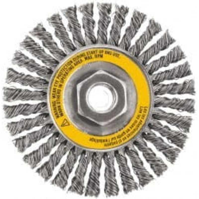 DeWALT 4 OD, 5/8-11 Arbor Hole, Stringer Bead Stainless Steel Wheel Brush 3/8 Face Width, 7/8 Trim Length, 0.02 Filament Diam, 20,000 RPM DW49204B – 60712858