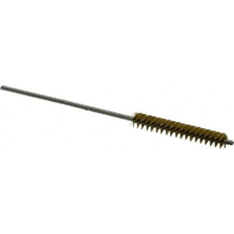 Made in USA 1/4 Diam Helical Brass Tube Brush Double Spiral, 0.005 Filament Diam, 1-1/2 Brush Length, 4 OAL, 0.091 Diam Stainless Steel Shank 09-230432 – 03715208