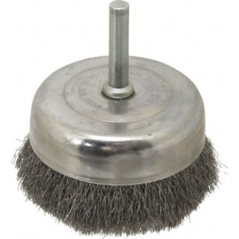 Made in USA 2-3/4 Diam 1/4 Shank Steel Fill Cup Brush Crimped Wire, 0.006 Wire Diam, 7/8 Trim, 13,000 Max RPM PB33130 – 03541224
