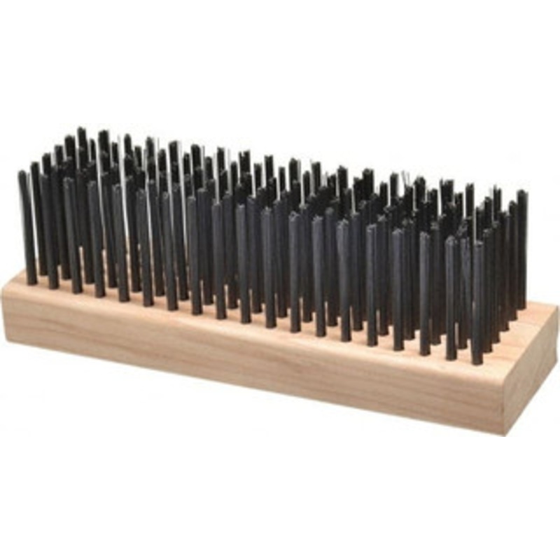 Made in USA 6 Rows x 19 Columns Wire Scratch Brush 7 OAL, 1-3/4 Trim Length, Wood Straight Handle 02-1100 – 01252923