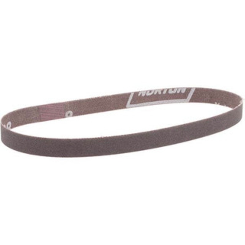 Norton 1/2 Wide x 18 OAL, 240 Grit, Aluminum Oxide Abrasive Belt Aluminum Oxide, Very Fine, Coated, Series R228 78072713555 – 82062779