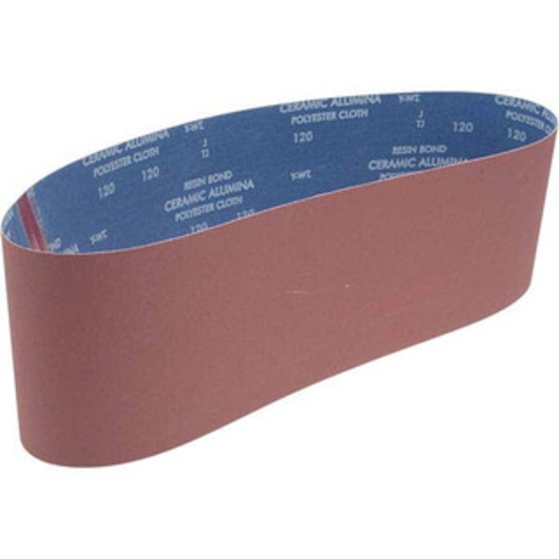 Norton 6 Wide x 48 OAL, 120 Grit, Ceramic Abrasive Belt Ceramic, Fine, Coated, Y Weighted Cloth Backing, Series R984 78072766768 – 82114711