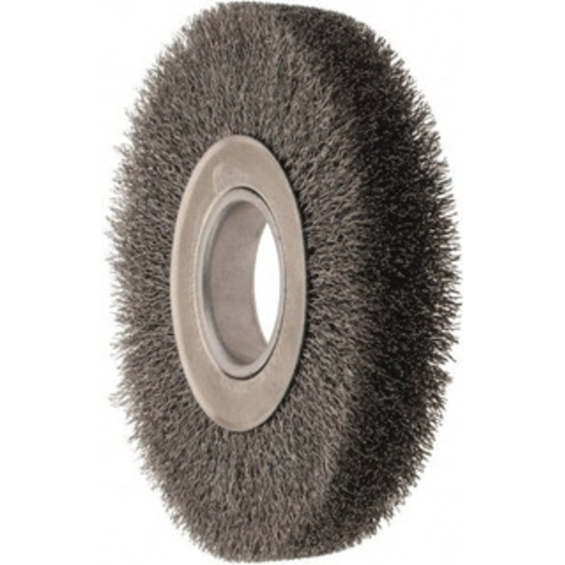 Weiler Abrasives 7 OD, 2 Arbor Hole, Crimped Steel Wheel Brush 1-1/4 Face Width, 1-5/8 Trim Length, 0.014 Filament Diam, 6,000 RPM 93626 – 03596970