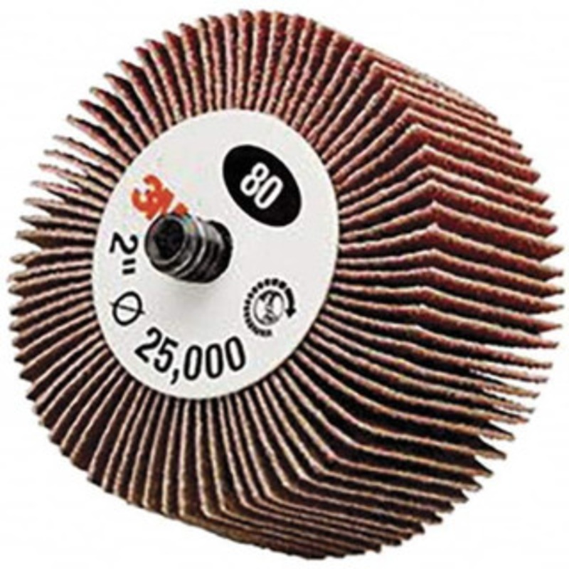 3M 1 Diam x 1 Face Width, Medium Aluminum Oxide Coated Mounted Flap Wheel 1/4 Shank Mount, 60 Grit, XE Weighted Cloth Backing, 30,000 Max RPM 7100178247 – 09288473