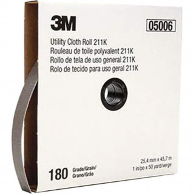 3M 1 x 50 Yd 180 Grit Aluminum Oxide Shop Roll Very Fine Grade, J Weighted Cloth Backing 7000118340 – 01653674