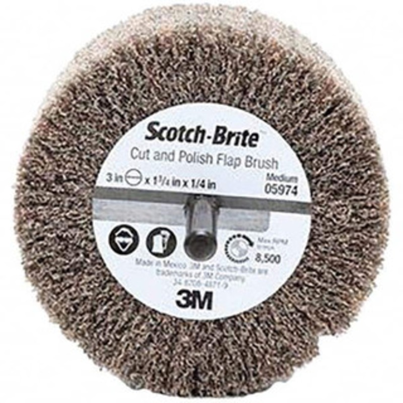 3M 3 Diam x 1-3/4 Face Width, Medium Aluminum Oxide Nonwoven Mounted Flap Wheel 1/4 Shank Mount, 8,500 Max RPM 7100050520 – 00380774